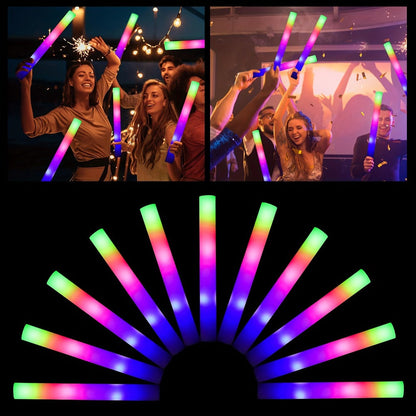 LED Glow Sticks Party Set, Foam Glow Sticks with 3 Light Modes, Glow Glasses, Headbands & Finger Lights for Rave