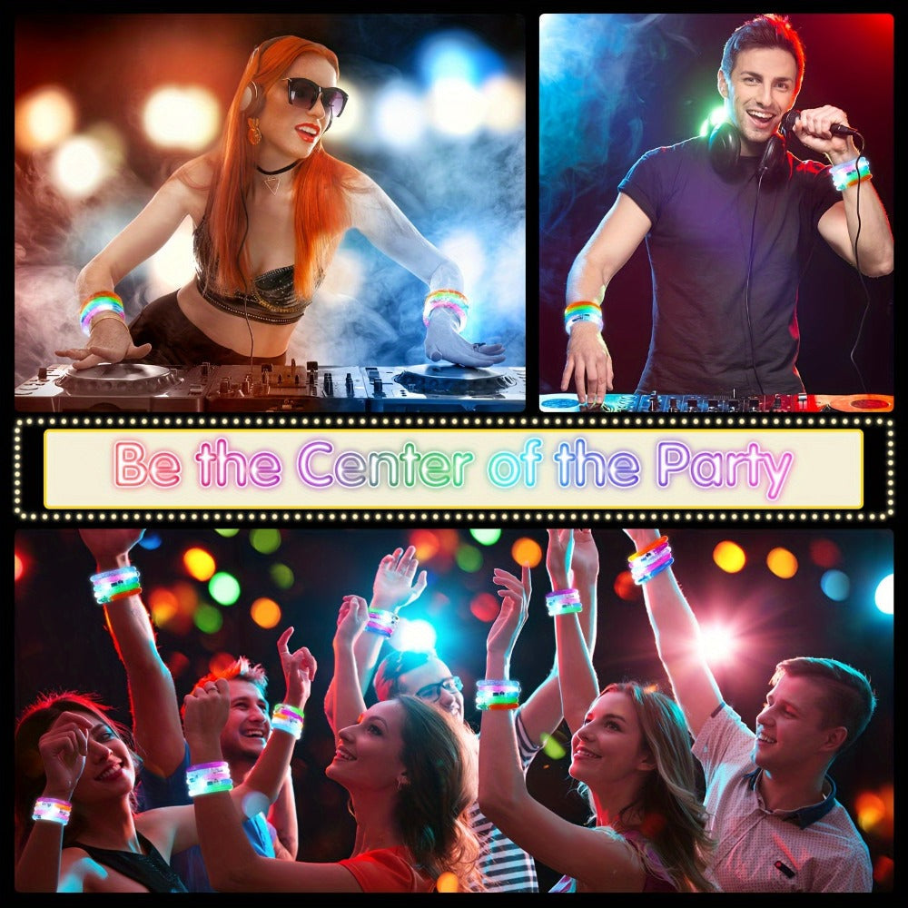 Glow Sticks Bracelets 100pcs 6 Colors LED Flashing Light Up Bracelet Set for Parties, Celebrations and Guest Favors