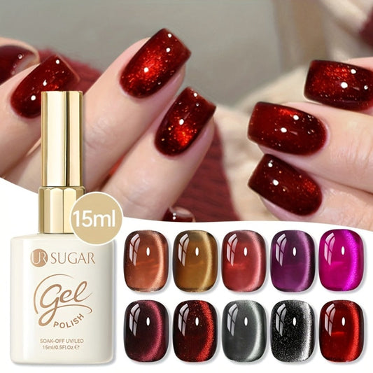 15ml CA14 Cat Eye Gel Polish in Plum Bordeaux with Magnetic Color Effect and UV/LED Lamp Curing Label