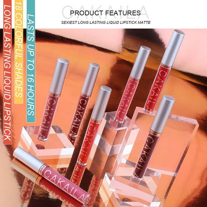 18-Piece Matte Liquid Lipstick Collection with Numbered Shades, Slim 10cm Tubes and Silver Caps