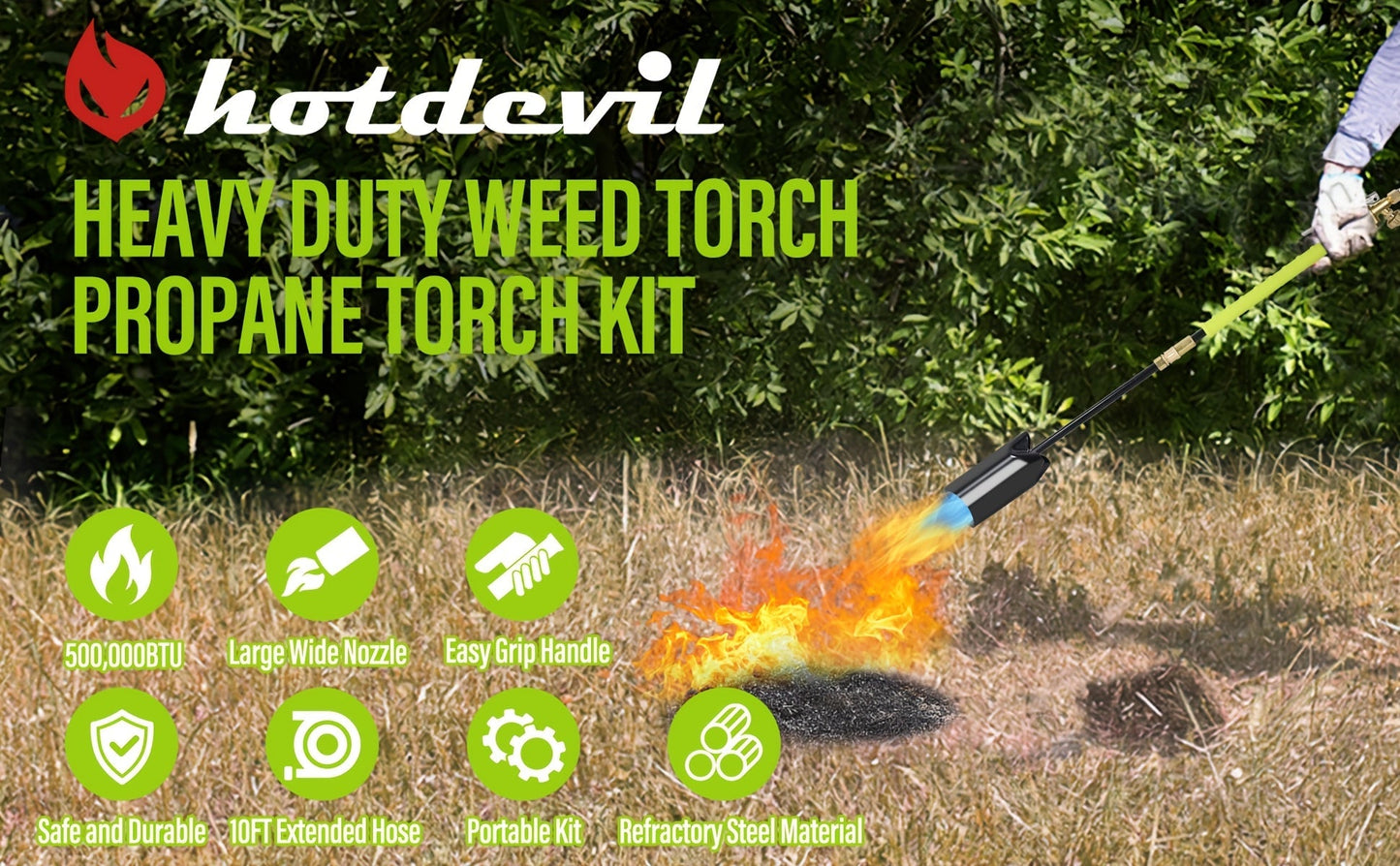 Propane Weed Torch, Flame Weeder Ice Melter Outdoor Roof Driveway for Garden, Patio and Yard Use