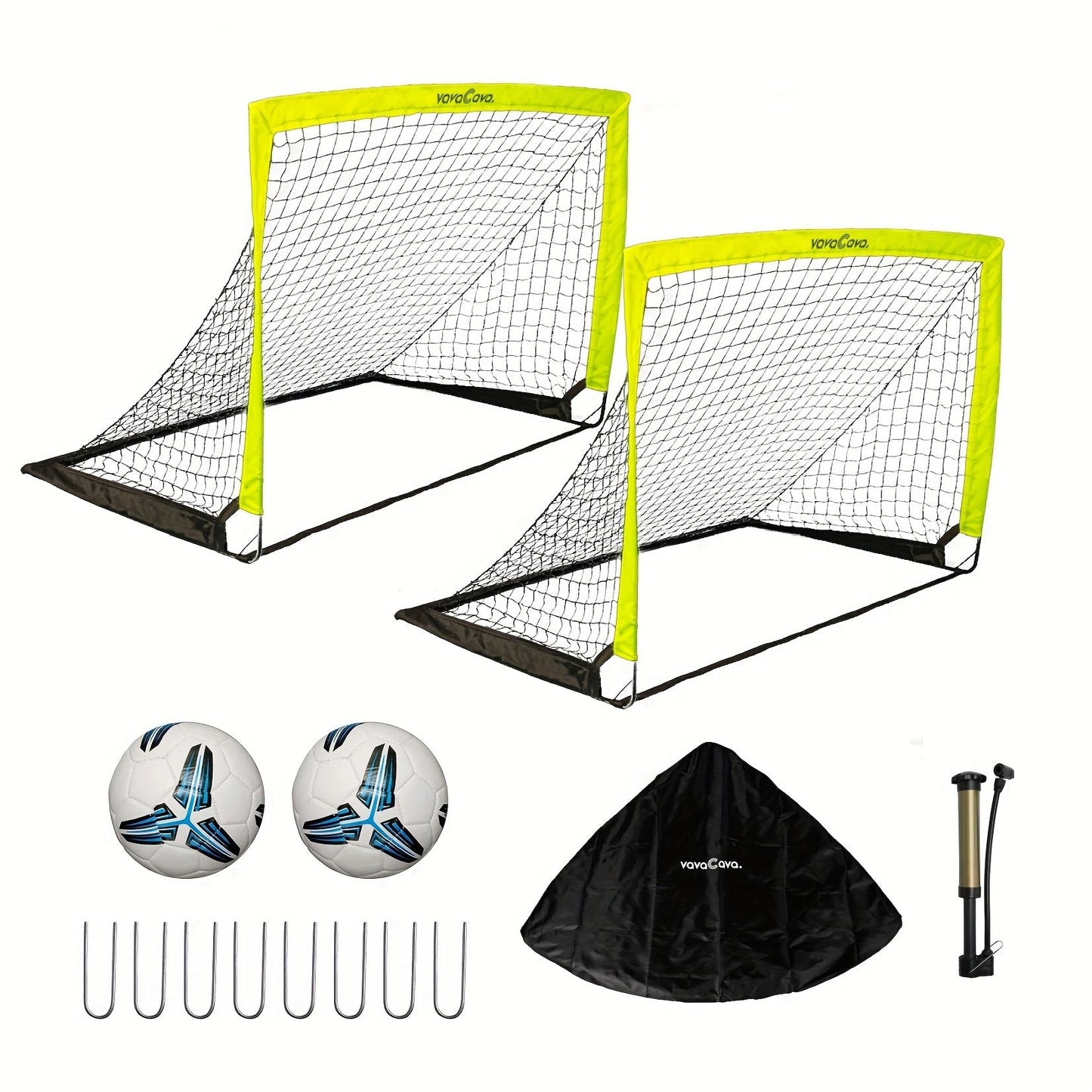 Portable Soccer Goals Set of 2 with Nets 4'x3' Backyard Indoor Outdoor Soccer Goal Kit with 2 Soccer Balls Pump and Carrying Bag for Kids