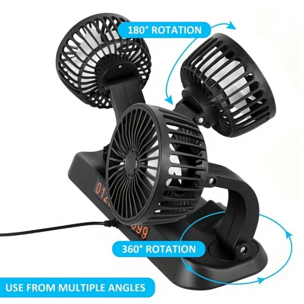 USB 3-Head Desk Fan Quiet Operation Adjustable Speed Powerful Efficient Cooling for Home for Home, Office and Desktop Air Circulation