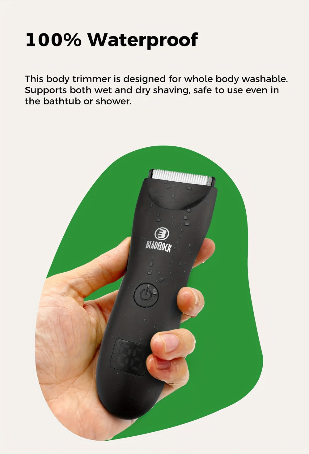 Manscaping Trimmer for Men IPX7 Waterproof Electric Groin & Ball Trimmer Ceramic Blades LCD Battery Display Replaceable Head