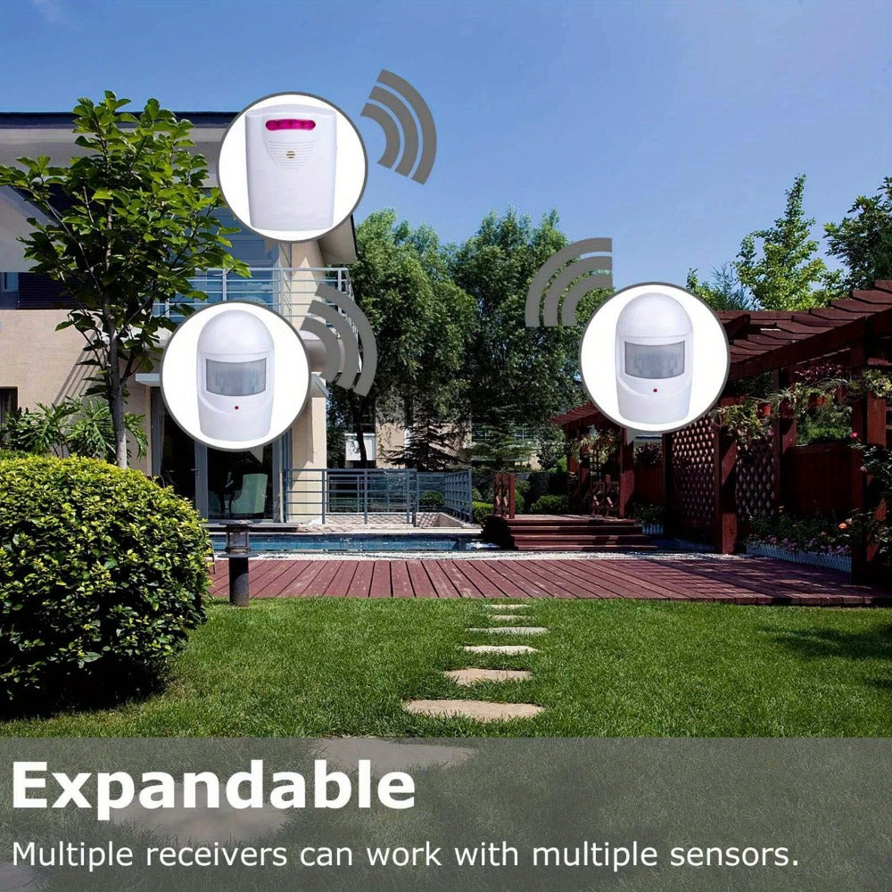 Wireless Driveway Alarm Motion Sensor, Infrared PIR Security Alert System 328ft Range 110dB Chime