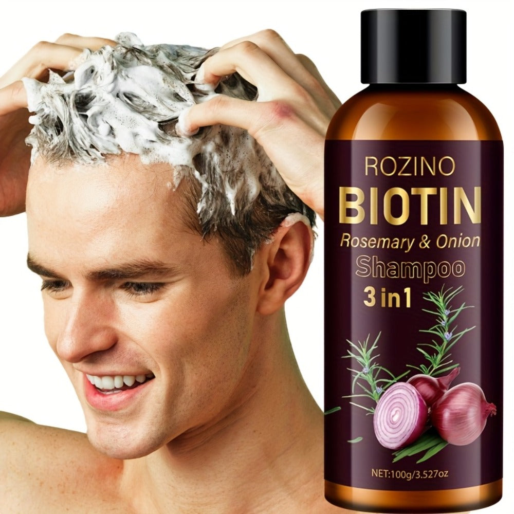 Onion Rosemary Biotin 3-in-1 Shampoo Bar for Hair Growth & Damaged Hair - Scalp Cleansing for Bath Time, Home Spa and Personal Care