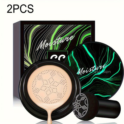 Two-Piece Moisture CC Air Cushion Foundation Set with Mushroom Puffs and Two Matched Shade Options