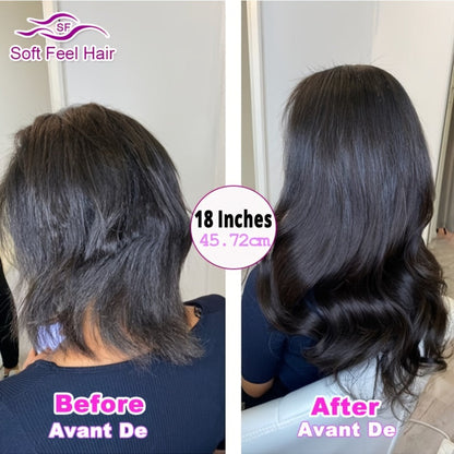 Clip In Human Hair Extensions Body Wave 8pcs 120g Full Head Real Human Hair Clip Ins Natural, for Home, Travel and Salon Hair Styling