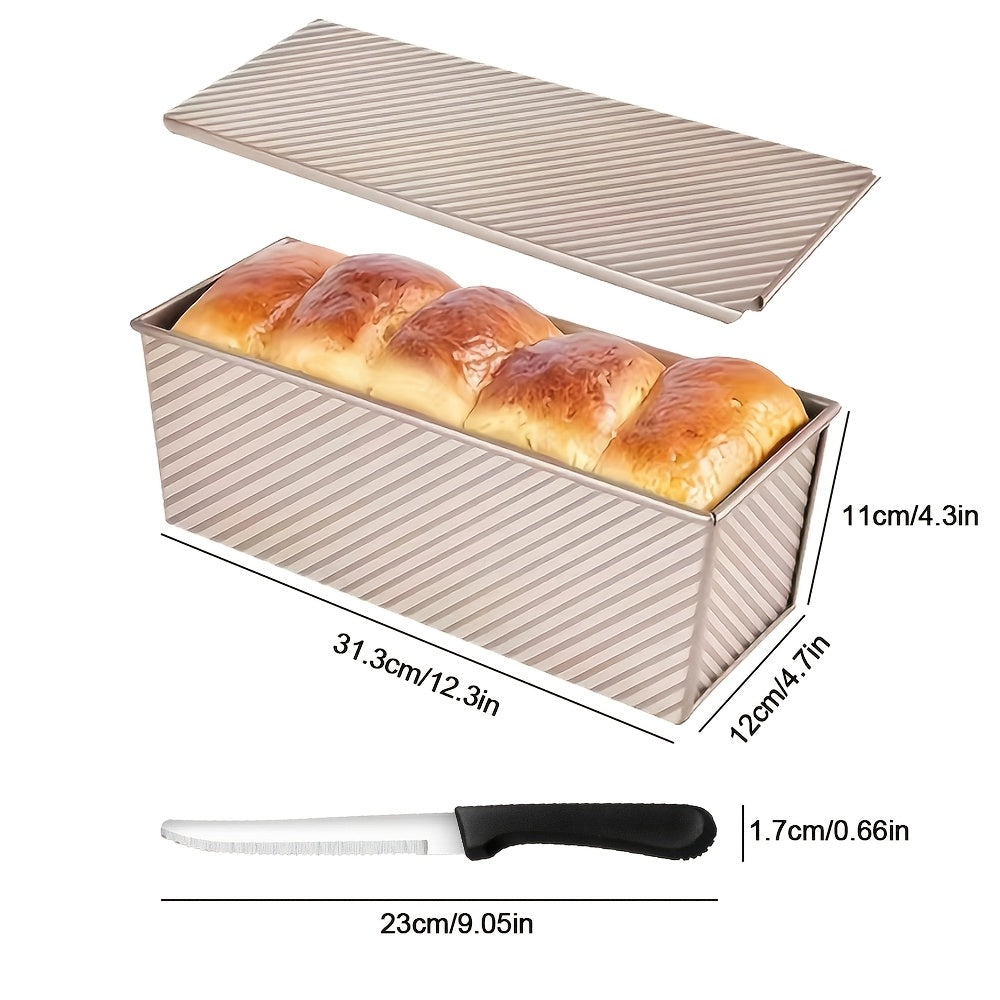 Pullman Loaf Pan with Lid, Extra Large 12.3x4.7x4.3 Inch Sandwich Bread Pan with Vent Holes