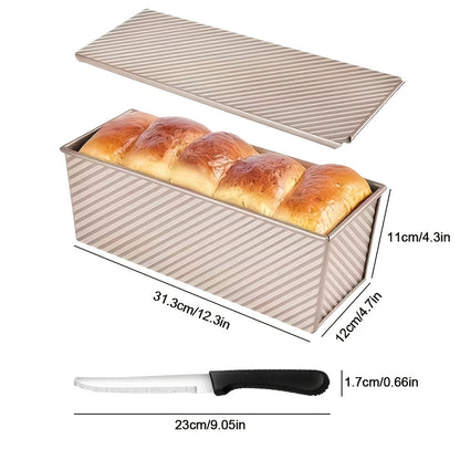 Pullman Loaf Pan with Lid, Extra Large 12.3x4.7x4.3 Inch Sandwich Bread Pan with Vent Holes