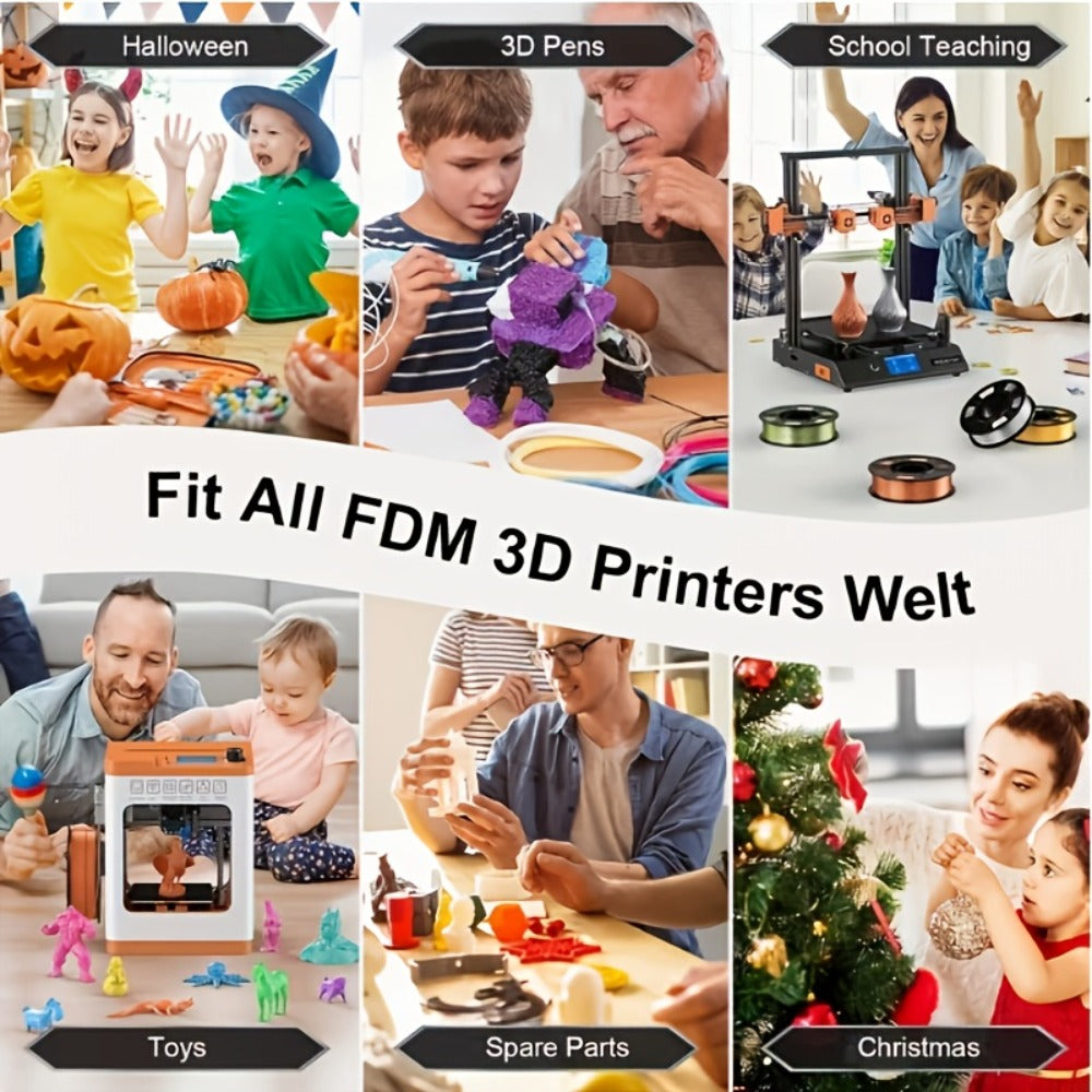 3D Printer Filament PETG 1.75mm 1kg Open-Rim Spool with Nine Solid, Metallic and Transparent Options