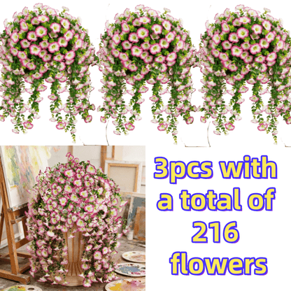 Artificial Rose Vine Hanging Garland 3pcs 216 Flowers – High-Density UV-Resistant Faux Rose Flower Vines with Realistic Roses & Foliage