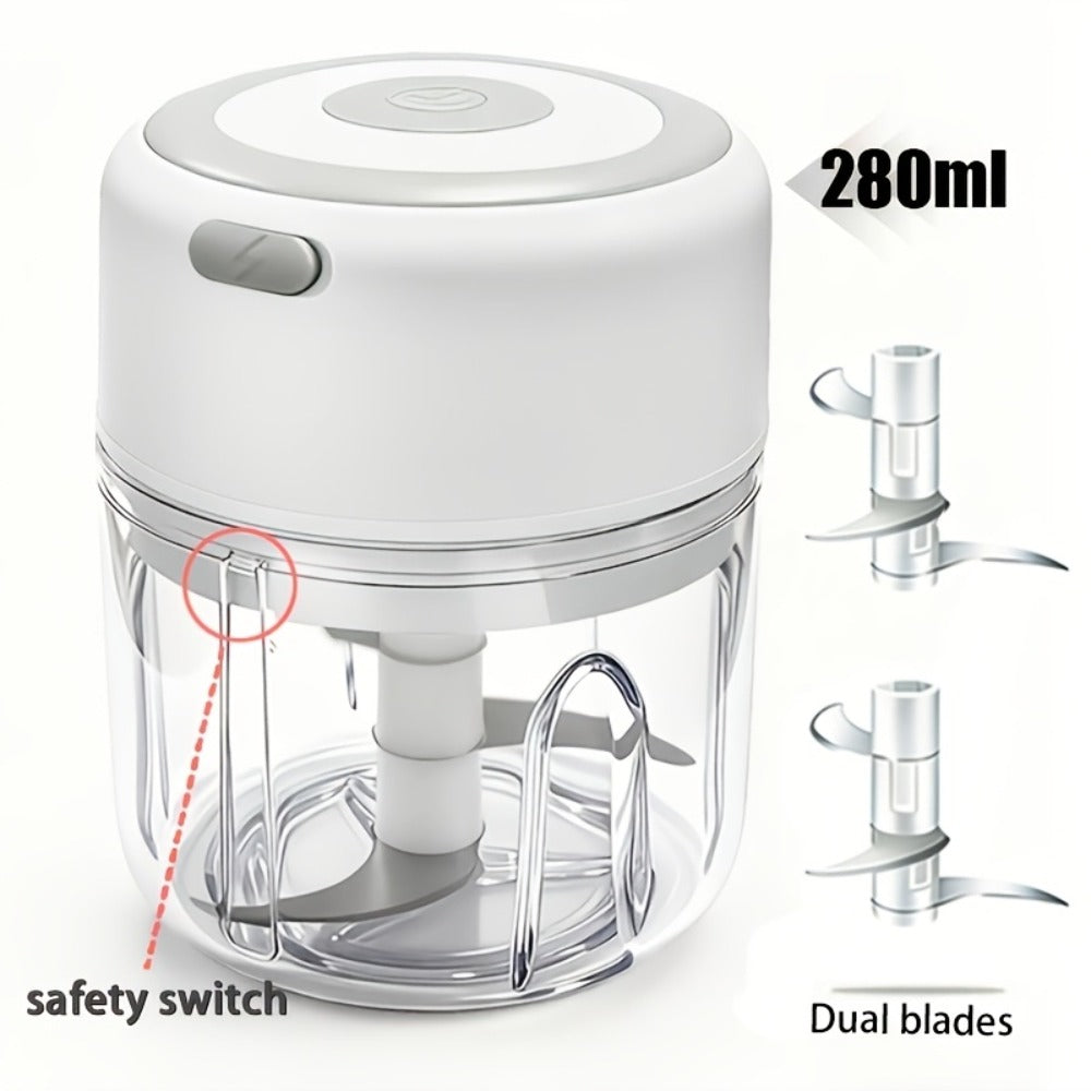Mini Food Processor USB Rechargeable Electric Chopper 9.47oz, Portable Wireless Meat Grinder & Blender for Garlic