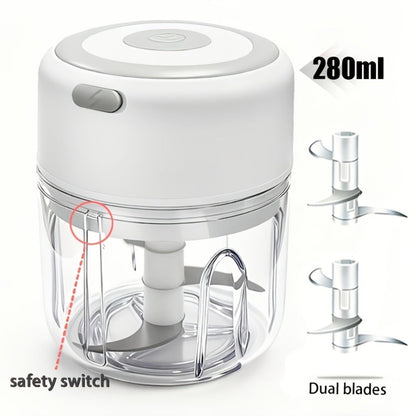 Mini Food Processor USB Rechargeable Electric Chopper 9.47oz, Portable Wireless Meat Grinder & Blender for Garlic