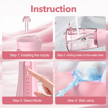 Water Flosser SEJOY AOW11 Cordless Oral Irrigator with 350ml Tank, Five Modes, Six Tips, USB-C Charging and IPX7 Rating