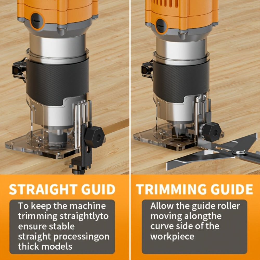 Wood Router Edge Trimmer 800W 6.1Amp Compact Hand Router Tool 35000RPM with Variable Speed, 1/4" Collet