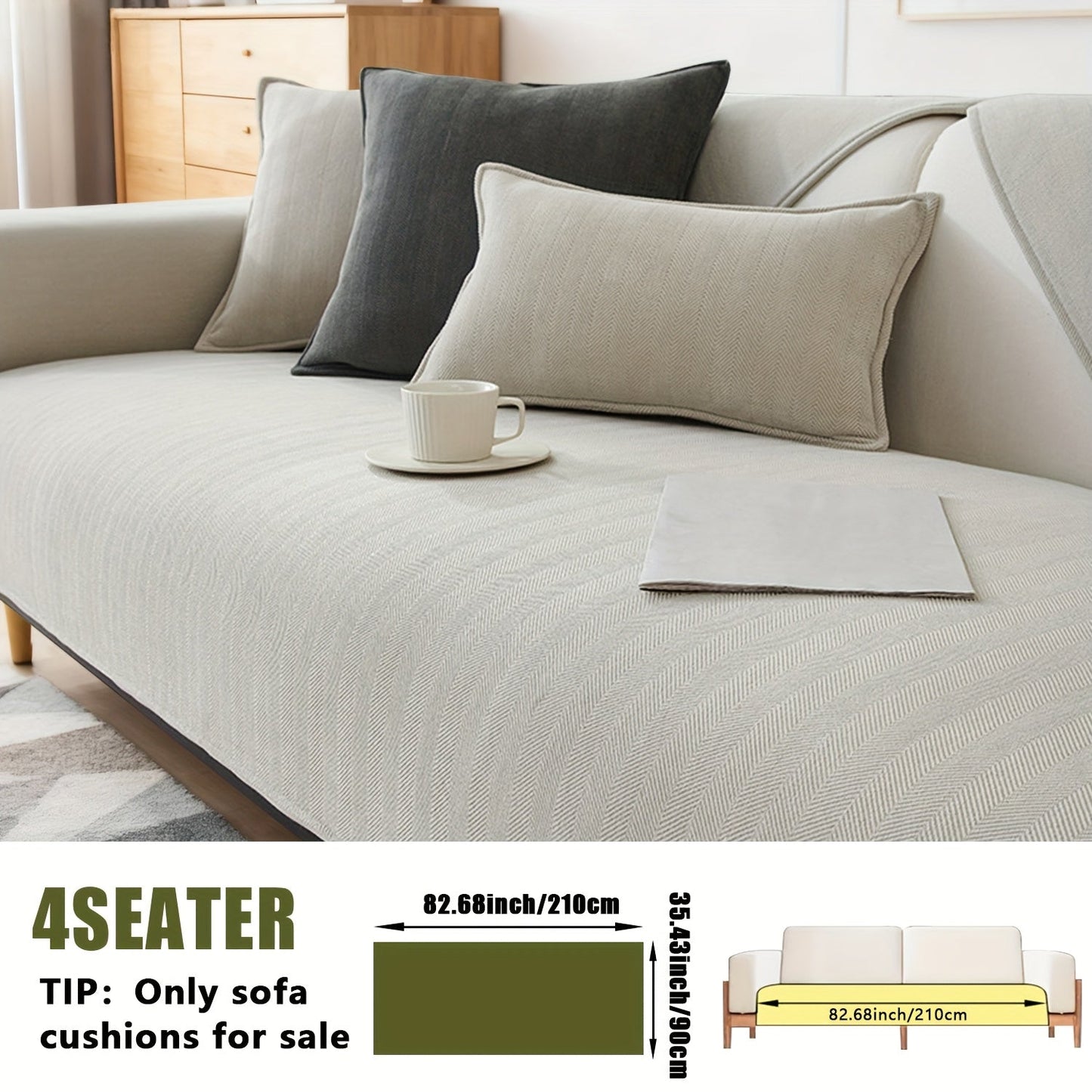 Sofa Cover Ribbed Chenille Stretch Panels for 1 to 4 Seats, Armrests or Cushions with Model-Specific Size and Color Options