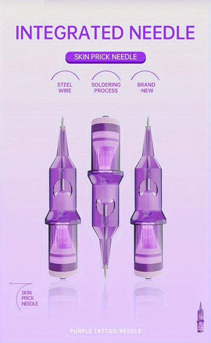 Tattoo Cartridge Needles 30 50pcs Purple RL RS RM M1 Mixed Sizes - Tuffking Disposable for Temporary Body Art, Festivals and Costumes