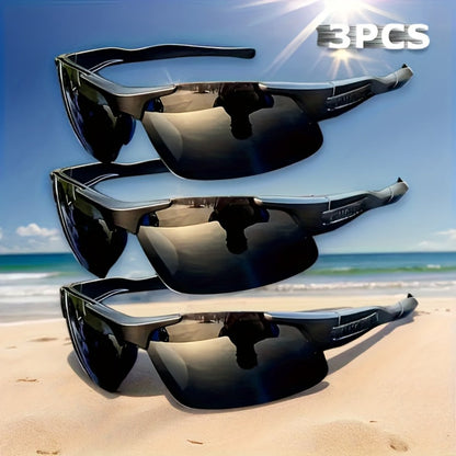 Sunglasses 3-Pack for Men with Half Frames, Lenses and Lightweight Driving Fit with Specific Frame, Lens Color and Pack Choices