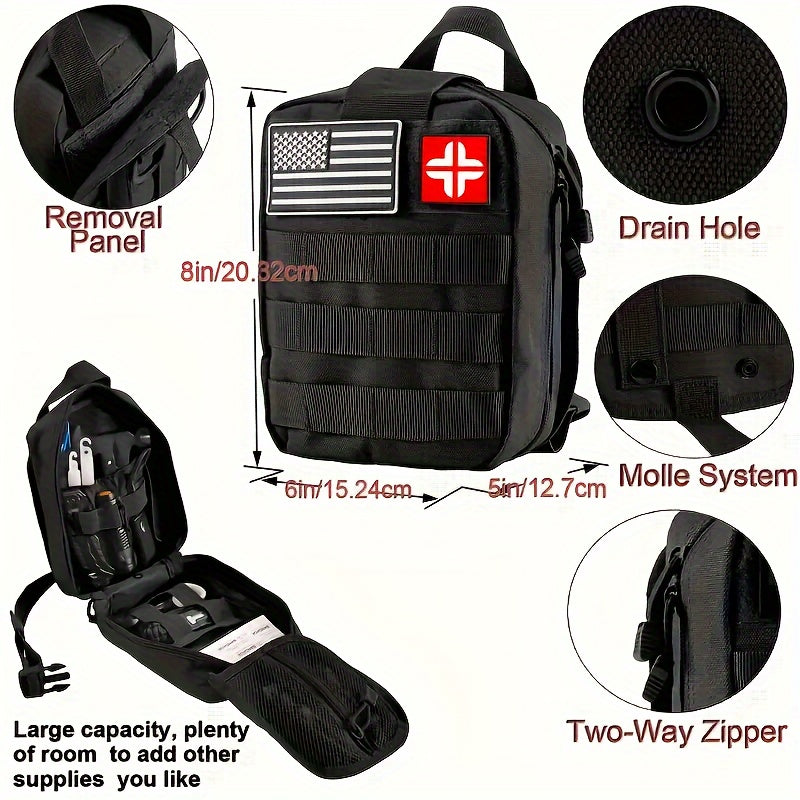 217-Piece Outdoor Tool and First Aid Supply Kit with MOLLE Bag in Nine Color-Labeled Options