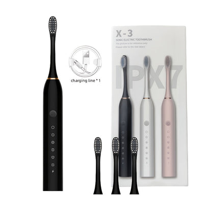 Rechargeable Electric Toothbrush with 6 Cleaning Modes & Smart Timer, USB Sonic Toothbrush for Adults