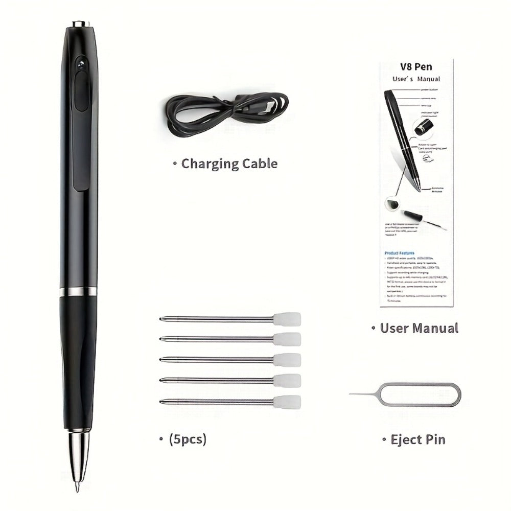 32GB Voice Activated Recorder with MP3 Player & 1080P Body Camera - Digital Recording Pen, Mini Belt Clip Design