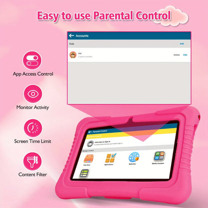 Veidoo Kids Tablet 7 Inch Eye Protection Screen 2GB RAM 32GB ROM Android WiFi Dual Camera Parental Control Educational Games Drop-Proof