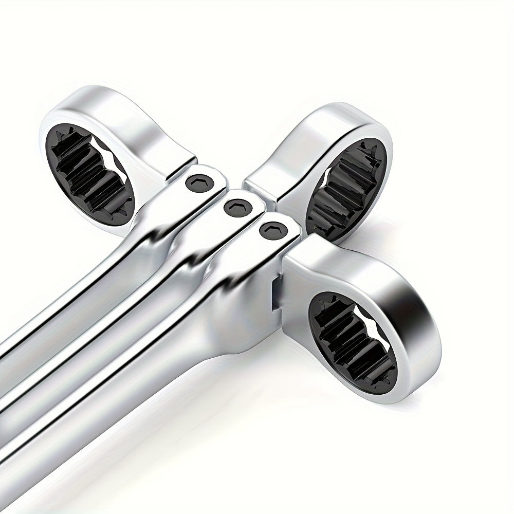 Ratchet Wrench Set 5pcs Flexible Head 6-10mm Metric Chrome Vanadium Steel 72-Tooth Combination Wrench for Home, Garage and DIY Projects