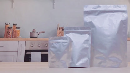 Mylar Bags for Food Storage 1 Gallon 10 Mil Thick, Resealable Zipper & Heat Seal, 40pcs or 100pcs with Label Stickers