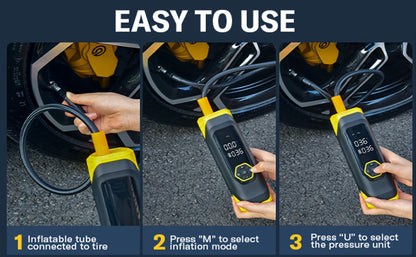 OLGEO M9 180 PSI Cordless Tire Inflator with 8000mAh Battery, Digital Gauge, LED Light and Nozzle Set