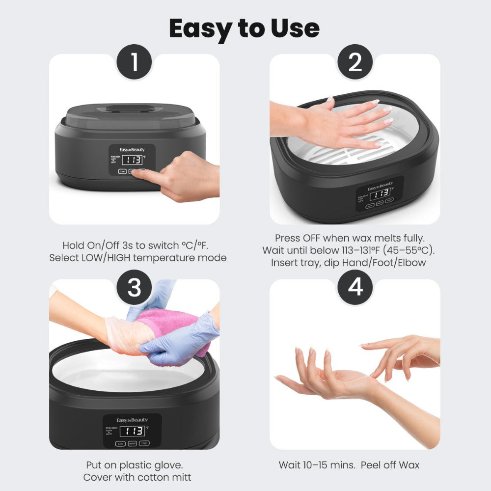 Paraffin Wax Warmer Kit 3000ml Touchscreen for Hands & Feet – Includes 6 Packs Refill Wax, Hot Wax Spa Bath for Arthritis Pain Relief & Deep