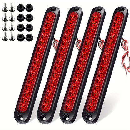 LED Trailer Marker Lights 4-Pack – 15 LED Stop Turn Signal Tail Light Bar for Truck, Semi, Boat Trailer & RV | Amber, Red, White