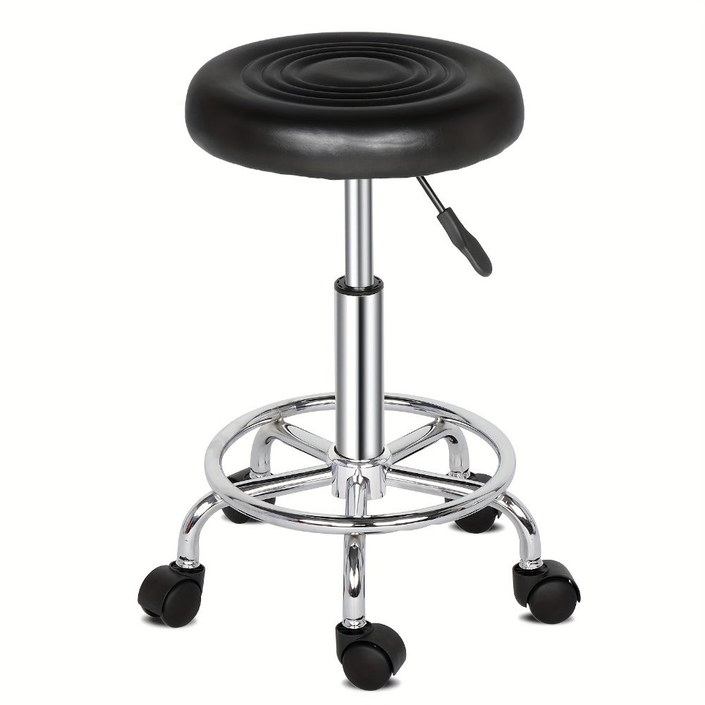 Round Padded Swivel Bar Stool 360° with Chrome Base – Adjustable Height Salon Kitchen Counter Stool for Nail