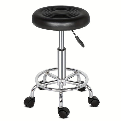 Round Padded Swivel Bar Stool 360° with Chrome Base – Adjustable Height Salon Kitchen Counter Stool for Nail