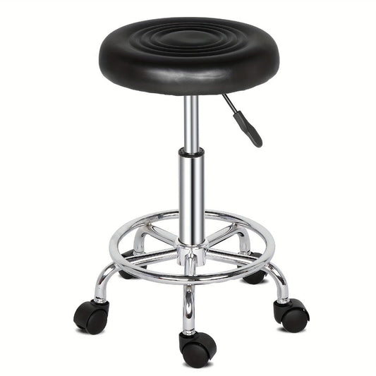 Round Padded Swivel Bar Stool 360° with Chrome Base – Adjustable Height Salon Kitchen Counter Stool for Nail