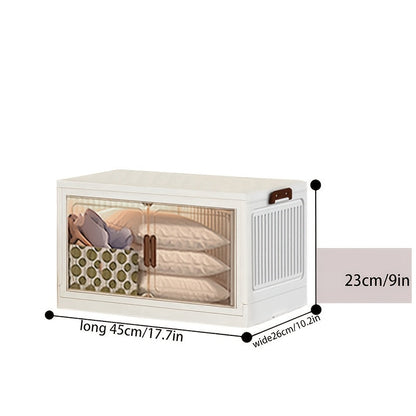 Stackable Foldable Storage Cabinet with Door, PP Plastic 1/2/3/4/5 Layer Organizer Box with Wheels & Cover