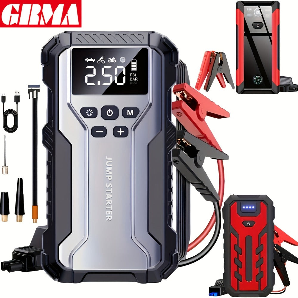Upgraded 7-in-1 Portable Car Jump Starter – Multifunctional Emergency Battery Booster for 12V Vehicles Up to 2.64gal Gas / 2.38gal Diesel