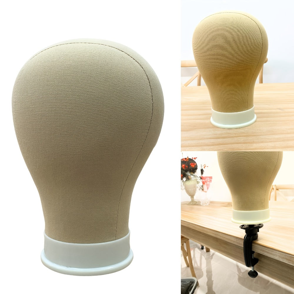 Canvas Mannequin Head for Wig Making with Stand 21 22 23 24 Inch – Complete Set with Needles & Wig Caps, Holes for Styling Headbands