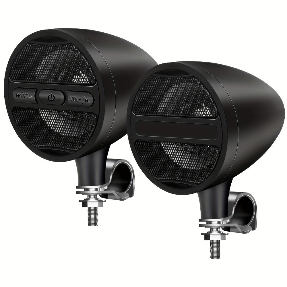 Motorcycle Handlebar Speaker 12V Stereo Audio System with MP3 USB FM Radio Handlebar Mount for Off-Road Dirt Bike ATV Cruiser Waterproof