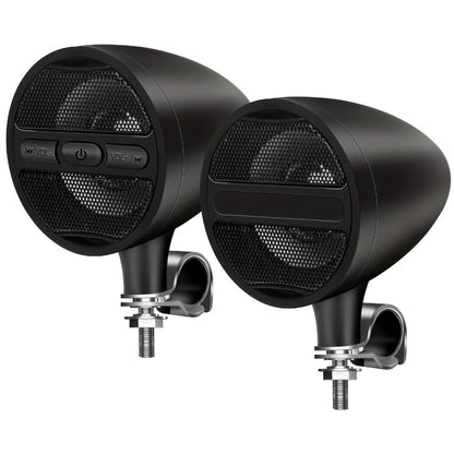 Motorcycle Handlebar Speaker 12V Stereo Audio System with MP3 USB FM Radio Handlebar Mount for Off-Road Dirt Bike ATV Cruiser Waterproof