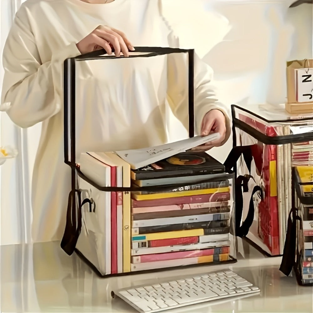 Clear-Sided Zipper Storage Bags with Black Webbing Handles and Double-Zipper Tops in Three- or Four-Piece Sets