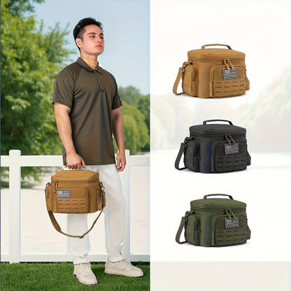 13L Tactical Lunch Bag Tote with MOLLE Front Panel, Multiple Pockets, Shoulder Strap and Three Colors