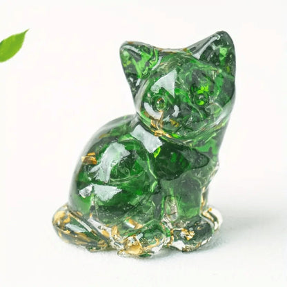 Standing Cat Figurine Set with Eight Crystal-Resin Figures in Random Mixed Colors, Approximately 4cm High