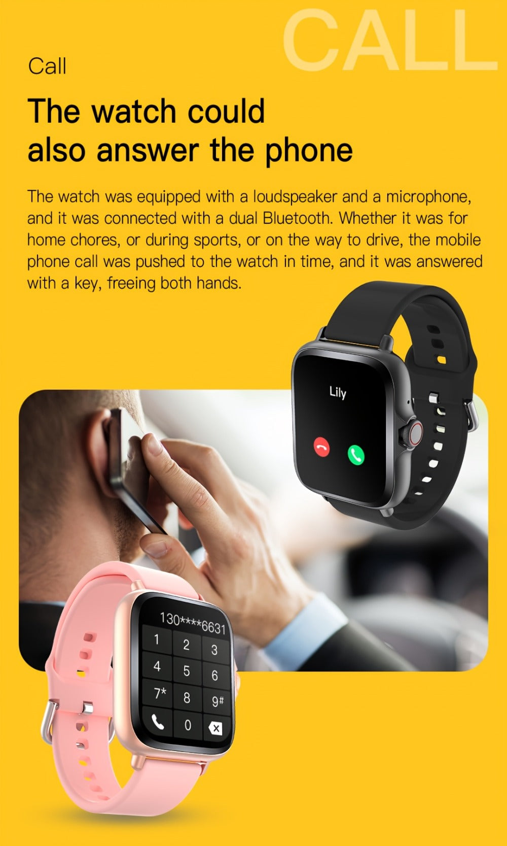 Smartwatch Large Screen with Wireless Calling & Message Alerts, Full Touch HD Display, Heart Rate, Blood Oxygen, Sleep and Stress Readouts