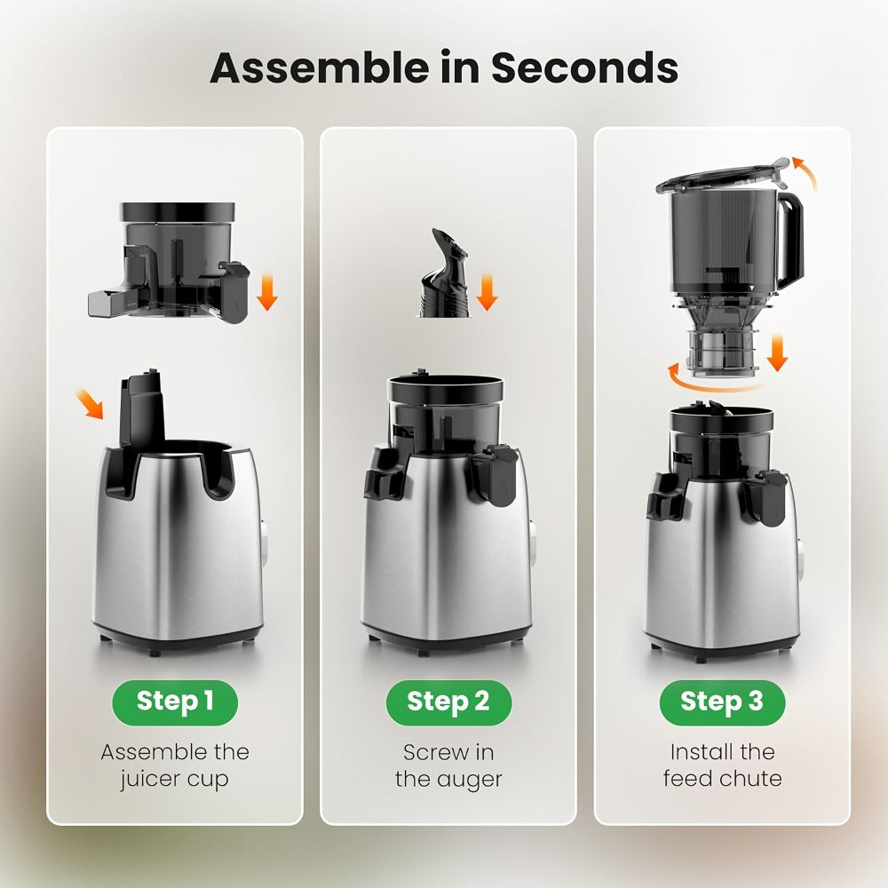 Cold Press Juicer Machine with Large Feed Chute - Slow Masticating Juicer for Whole Fruits & Vegetables