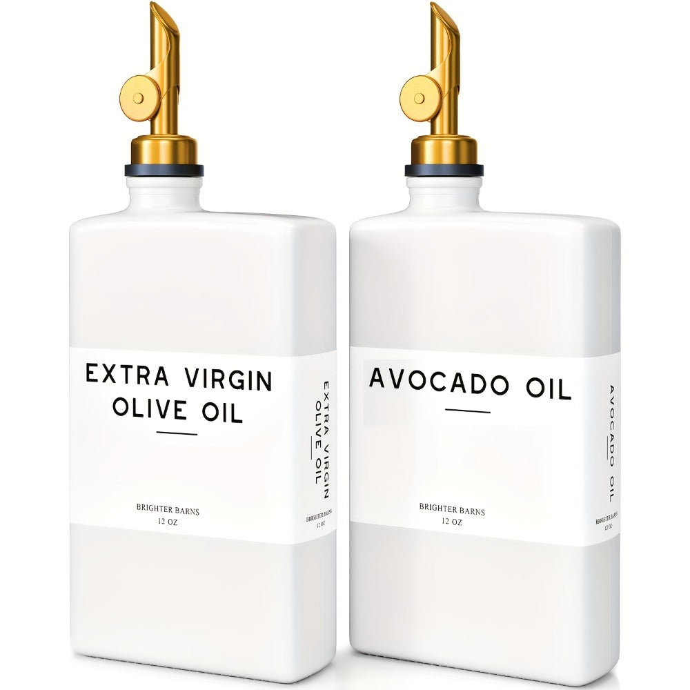 Glass Oil Dispenser Bottle 350ml – Olive Oil Vinegar Soy Sauce Coffee Syrup Dispenser for Kitchen