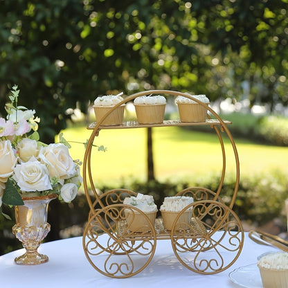 Cake Stand Pedestals Set of 3, Golden Metal Geometric Stackable Dessert Display with Square Plastic Top