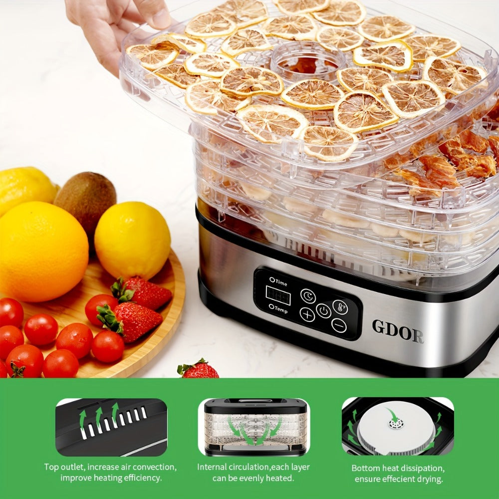 Food Dehydrator Machine 5-Tray with 72H Timer & LED Display, Adjustable Temperature Control, Includes Mesh Screen