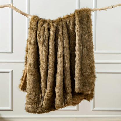 Long Hair Fluffy Reversible Plush Velvet Throw Blanket, 300-350gsm Elegant Throw for Couch & Bed