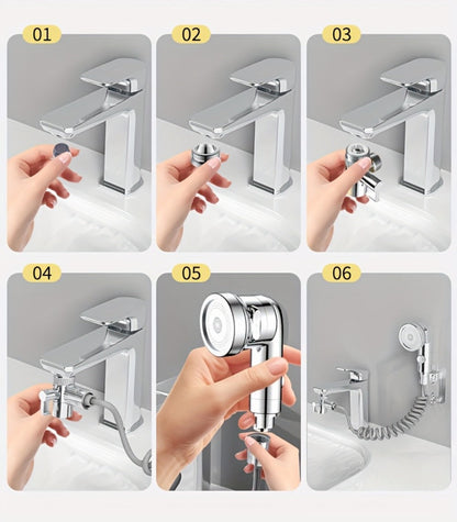 Faucet Extender Pull-Out Retractable Showerhead for Washbasin - Hot & Cold Compatible Hair Washing Sink Sprayer